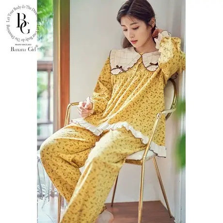 Bananagirl睡衣女春秋长袖纯棉小清新可爱甜美女日系家居服两件套商品大图