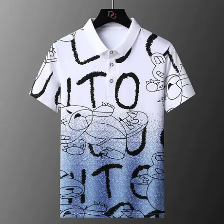 新款印花polo衫男短袖翻领t恤潮牌男士上衣夏季个性渐变色潮流ins商品大图