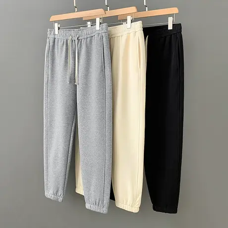 休闲长裤子男士2024新款秋冬加绒运动裤小脚束脚九分卫裤潮流百搭商品大图