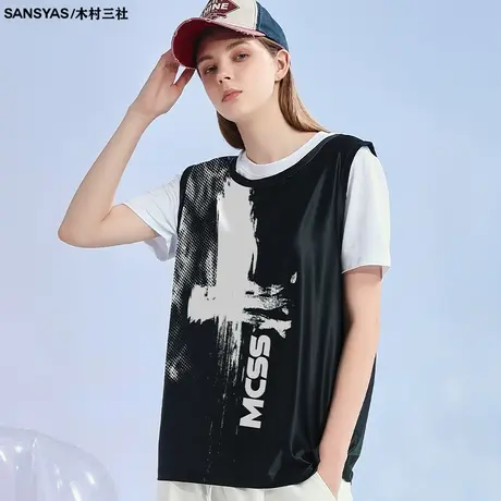 木村三社SANSYAS 夏季新款无袖运动健身背心汗衫马甲潮流印花上衣商品大图
