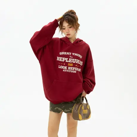 YEP美式字母连帽卫衣女春秋2023年新款爆款潮牌宽松oversize外套图片