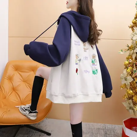 慵懒风连帽卫衣开衫女2024春季新款宽松休闲显瘦百搭春秋薄款外套图片