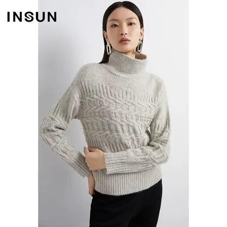 INSUN恩裳奥莱冬季高领轻盈休闲毛织衫图片