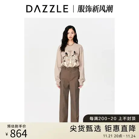 DAZZLE地素奥莱23春新款兔巴哥联名复古童趣刺绣宽松套头卫衣内搭图片