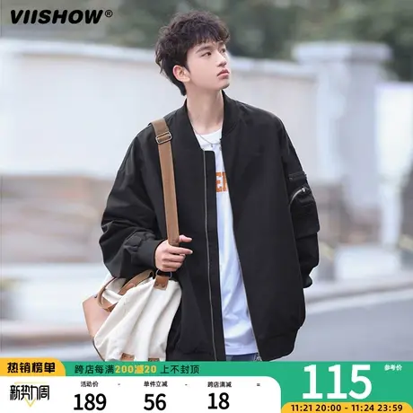 VIISHOW棒球服男牌飞行员夹克潮流复古宽松休闲春秋工装外套男士图片