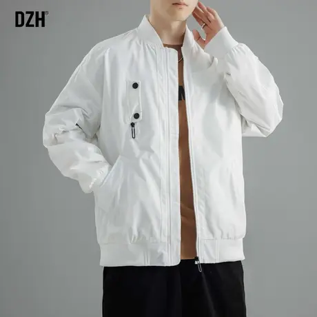 男士白色棒球服外套男秋季高级感男装2024新款宽松飞行员夹克男款商品大图