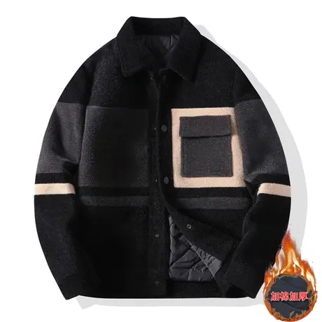 男士秋冬季加绒加厚棉袄冬装新款潮流大码加厚工装宽松保暖棉衣男商品大图