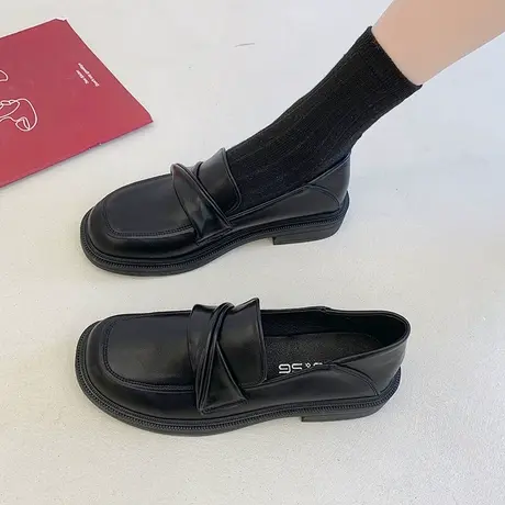 永希女鞋厚底小皮鞋设计感女小众2024春季新款复古英伦风乐福单鞋商品大图