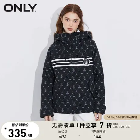 【买4免1】ONLY奥莱春夏复古百搭满印宽松廓形风衣外套女图片