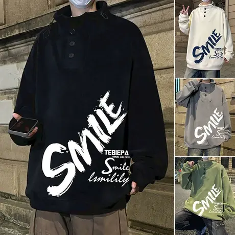 双面摇粒绒外套男春秋季新款港风chic潮牌复古宽松加厚加绒卫衣男商品大图