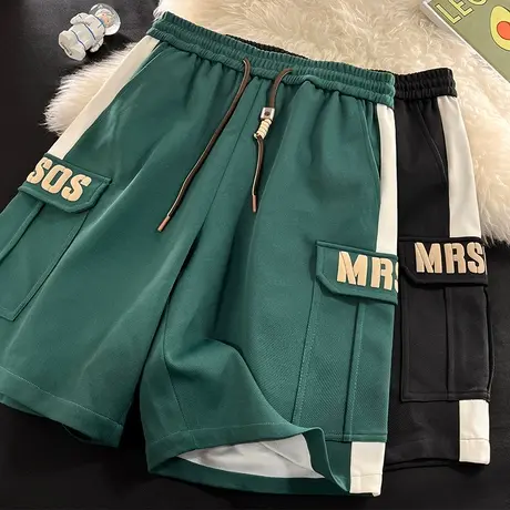 撞色拼接短裤男夏季ins潮流百搭运动五分裤oversize大码休闲中裤商品大图