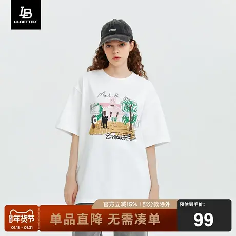 Lilbetter短袖t恤印花圆领体恤印花半袖简约百搭潮牌五分袖上衣夏商品大图