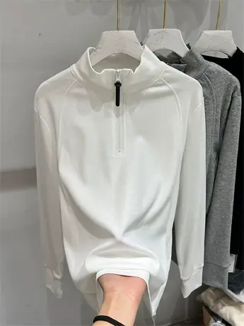 欧货设计感2024新款休闲宽松半拉链立领卫衣女百搭打底衫T恤上衣商品大图