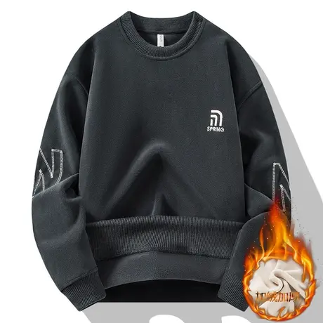 2023冬季新款高档男士奥粒绒长袖T恤衫加绒加厚卫衣加大码打底衫图片