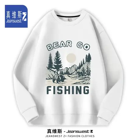 真维斯Z卫衣男春季2024新款男孩圆领无帽套头上衣男款宽松长袖衫H图片