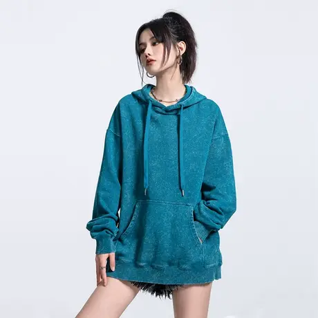 YEP连帽卫衣女春秋薄款ins国潮炒雪花oversize落肩外套小众设计感图片