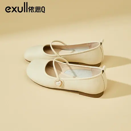 依思q法式平底单鞋女春季2024新款仙女鞋温柔配裙子软皮玛丽珍鞋商品大图