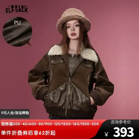 妖精的口袋美拉德复古短款外套女2023冬季新款美式复古宽松上衣商品大图