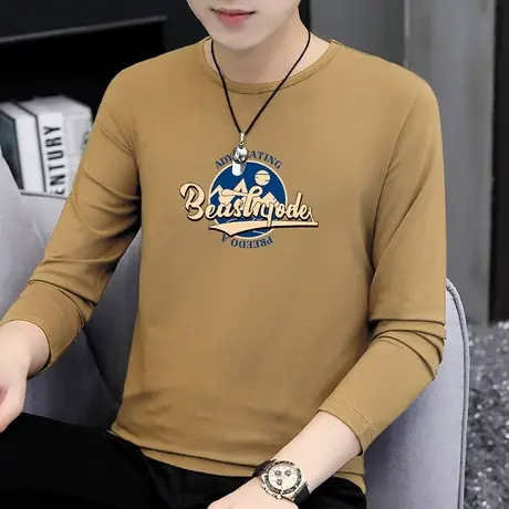 莫代尔棉长袖t恤男装2023新款圆领潮牌打底衫内搭上衣服秋衣小衫商品大图