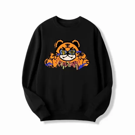 Ohlyah纯棉学生卫衣女2022秋季新款印花圆领长袖潮牌老虎百搭上衣商品大图