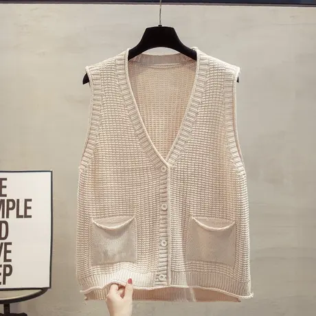 v领针织开衫马甲背心女2023秋装新款宽松外穿马夹外搭毛衣坎肩潮图片