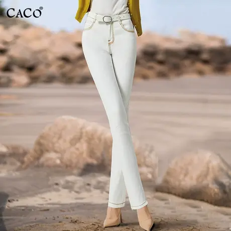 小直筒牛仔裤女低腰白色小众设计感潮流新款修身显瘦纯棉长裤商品大图