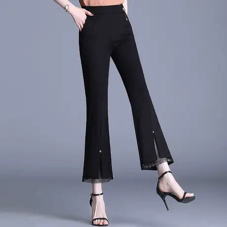 坠感小喇叭裤女夏季2023新款高腰显瘦微喇裤夏季薄款休闲九分裤子商品大图