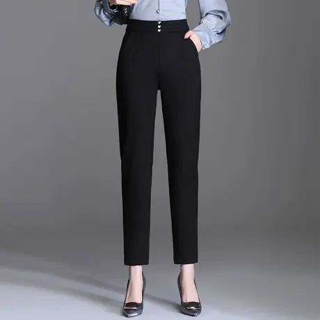 松紧腰萝卜裤高腰黑色西装裤韩版显瘦休闲裤女秋季2023新款九分裤商品大图