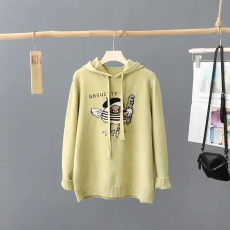 连帽毛衣女冬季2023年新款宽松百搭针织衫打底衫套头上衣外搭女装图片