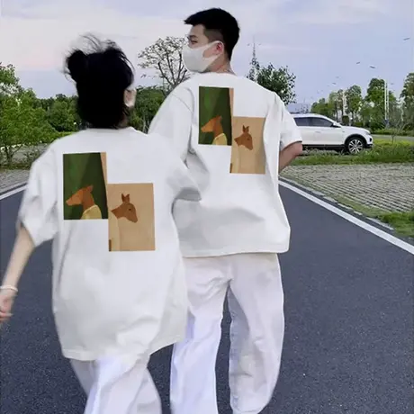 纯棉短袖t恤女小众设计感夏季2022新款宽松百搭潮情侣装半袖上衣图片