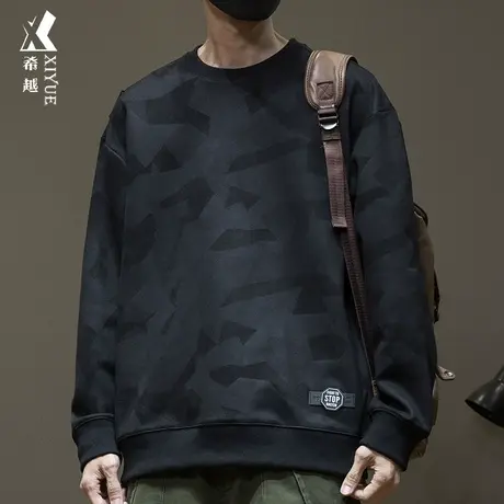 重磅运动卫衣男士高端2023秋冬新款男士冬季宽松大码加绒加厚男装商品大图