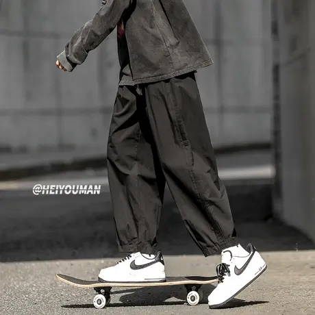 ulzzang滑板裤子男直筒宽松潮牌日系cityboy灯笼裤山系登山冲锋裤商品大图