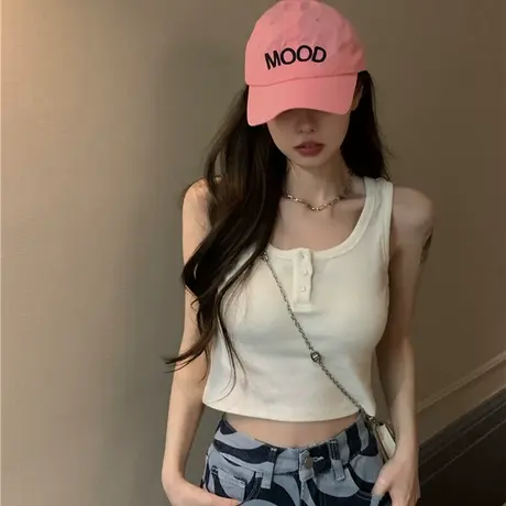 白色运动背心小吊带女夏季2024新款chic短款内搭外穿辣妹打底上衣图片