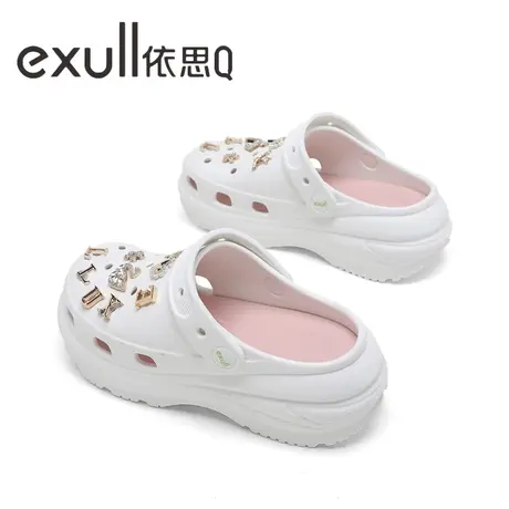 exull/依思Q洞洞鞋女士时尚百搭优雅外穿旅游户外沙滩包头半凉拖图片