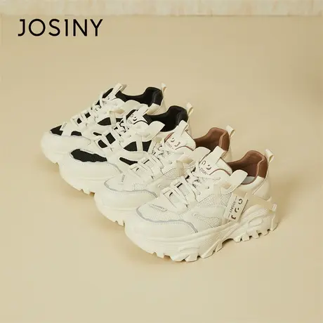 Josiny/卓诗尼运动鞋女款2024新款春季厚底透气舒适跑步老爹鞋图片