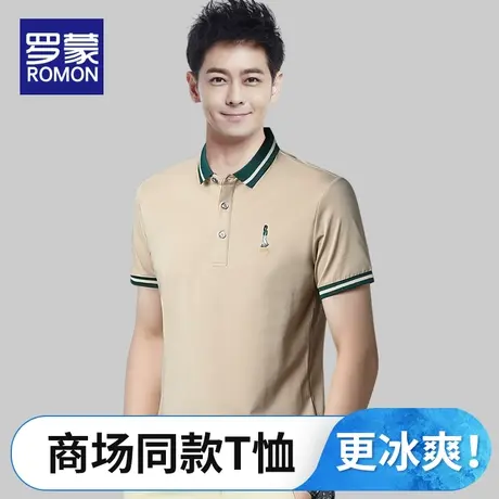 【纯棉】罗蒙翻领短袖t恤男士2023夏季新款商务休闲上衣POLO衫男图片