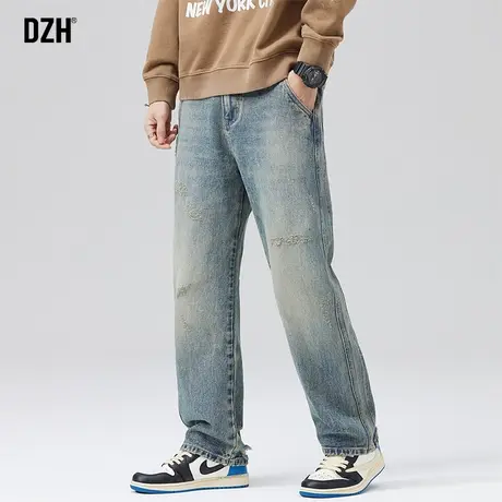 男士浅蓝色牛仔裤男秋冬新款宽松休闲裤男款美式直筒裤2023年新款商品大图