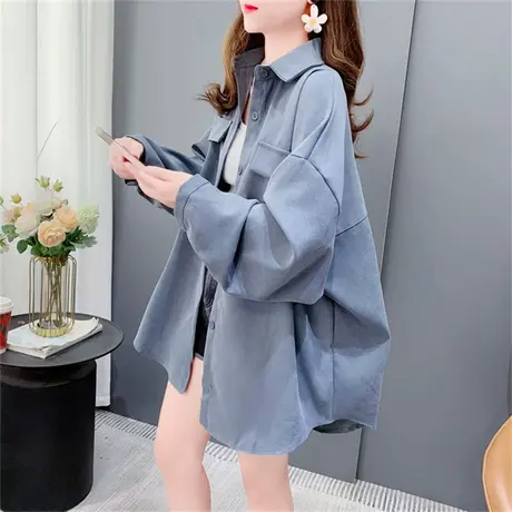 加厚灯芯绒衬衫外套女春秋2023年新款宽松慵懒风大码港味百搭上衣图片