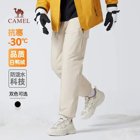 骆驼男装羽绒裤男士冬季加绒加厚保暖工装休闲束脚防水运动长裤子商品大图