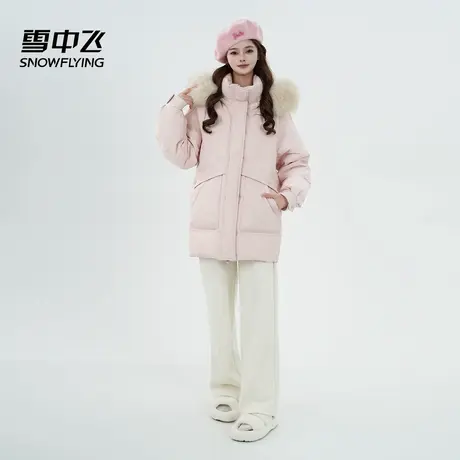 雪中飞狐狸毛领中长款羽绒服女2025年冬季新款连帽保暖大毛领外套商品大图