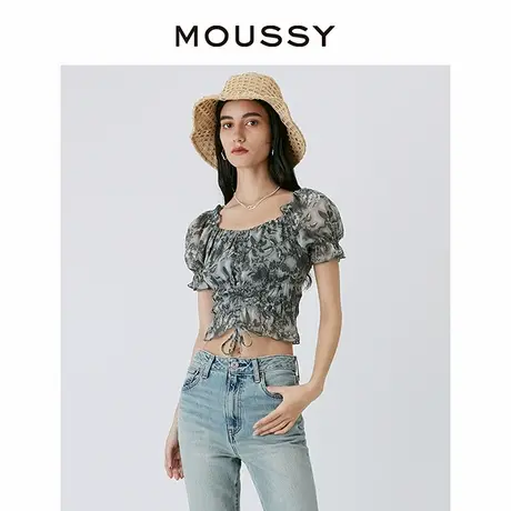 MOUSSY 甜美森系花卉花纹方领抽褶泡泡袖春游衬衫女028GAZ30-5830商品大图