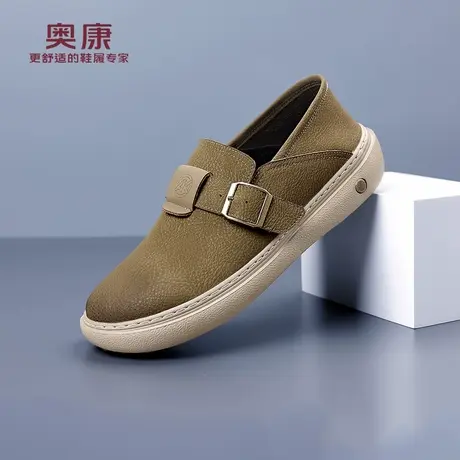 奥康 男鞋正品真皮勃肯鞋2025新款英伦软底复古男皮鞋轻便乐福鞋H商品大图