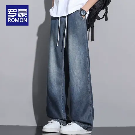 罗蒙男士牛仔裤夏季薄款2025新款宽松直筒男裤潮牌弹力长裤子男款商品大图