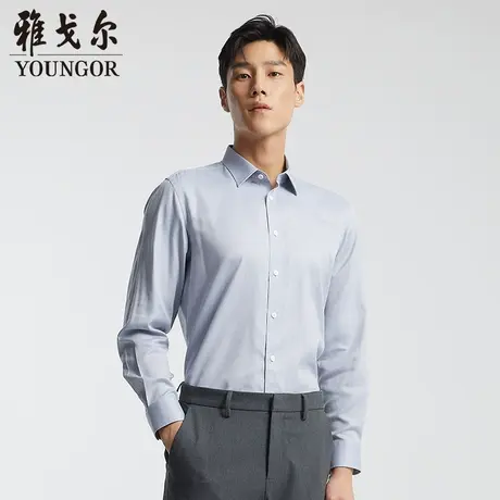 雅戈尔奥莱 男装DP免烫长袖衬衫秋季商务休闲牛津纺衬衣男商品大图