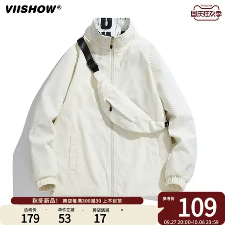 VIISHOW灯芯绒夹克男士春秋季日系潮牌休闲外套宽松冲锋夹克上衣商品大图