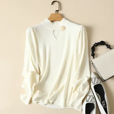 半高领毛衣打底衫女秋冬2022年新款内搭长袖上衣洋气爆款针织衫女商品大图
