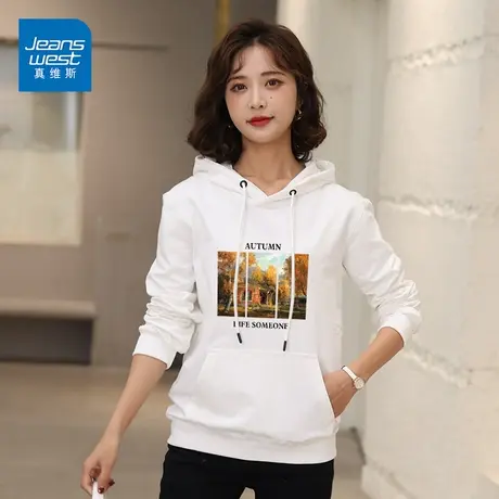 真维斯国潮卫衣女2023春秋新款加厚长袖打底上衣大码宽松外套图片