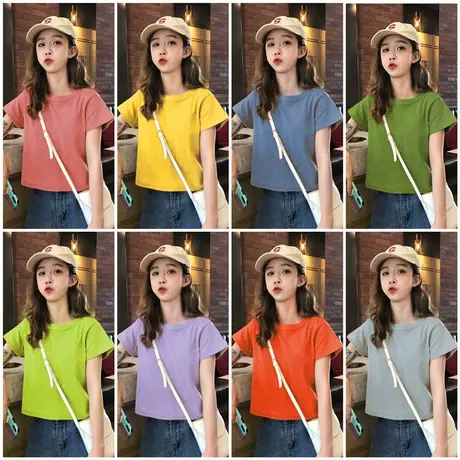 2023年网红夏季新款短款女装复古性感露脐上衣服ins超火短袖T恤潮图片