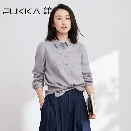 蒲PUKKA 女装绣花衬衫春装新款设计感衬衫女商场同款商品大图