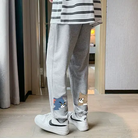 新款卫裤男潮牌春秋季束脚直筒工装韩版宽松运动裤休闲百搭长裤子商品大图